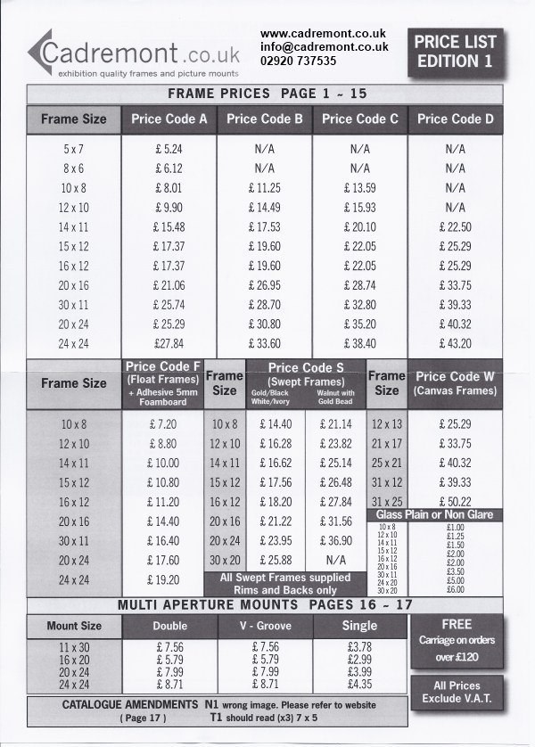 photo mounts - picture mounts - prices - cadremont